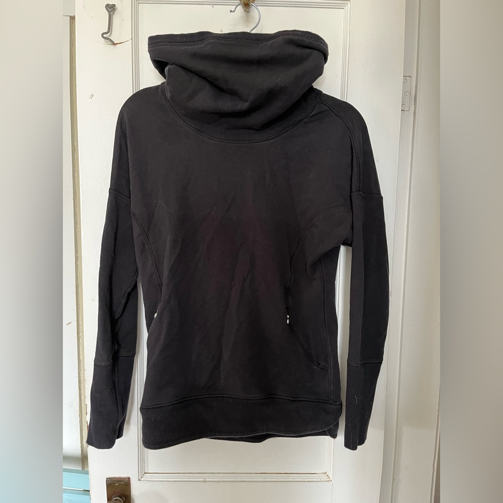Black Hoodie with High Neck